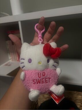 Sanrio Hello Kitty Plush Keychain - White, Pink & Red